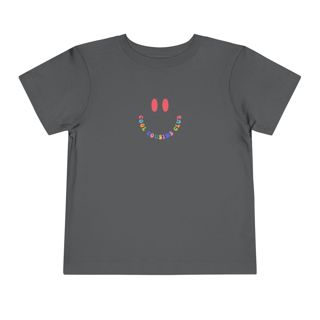 Cool Cousins Club Toddler Tee, showcasing a lightweight, short-sleeve design made from soft 100% Airlume cotton, ideal for everyday wear by toddlers.