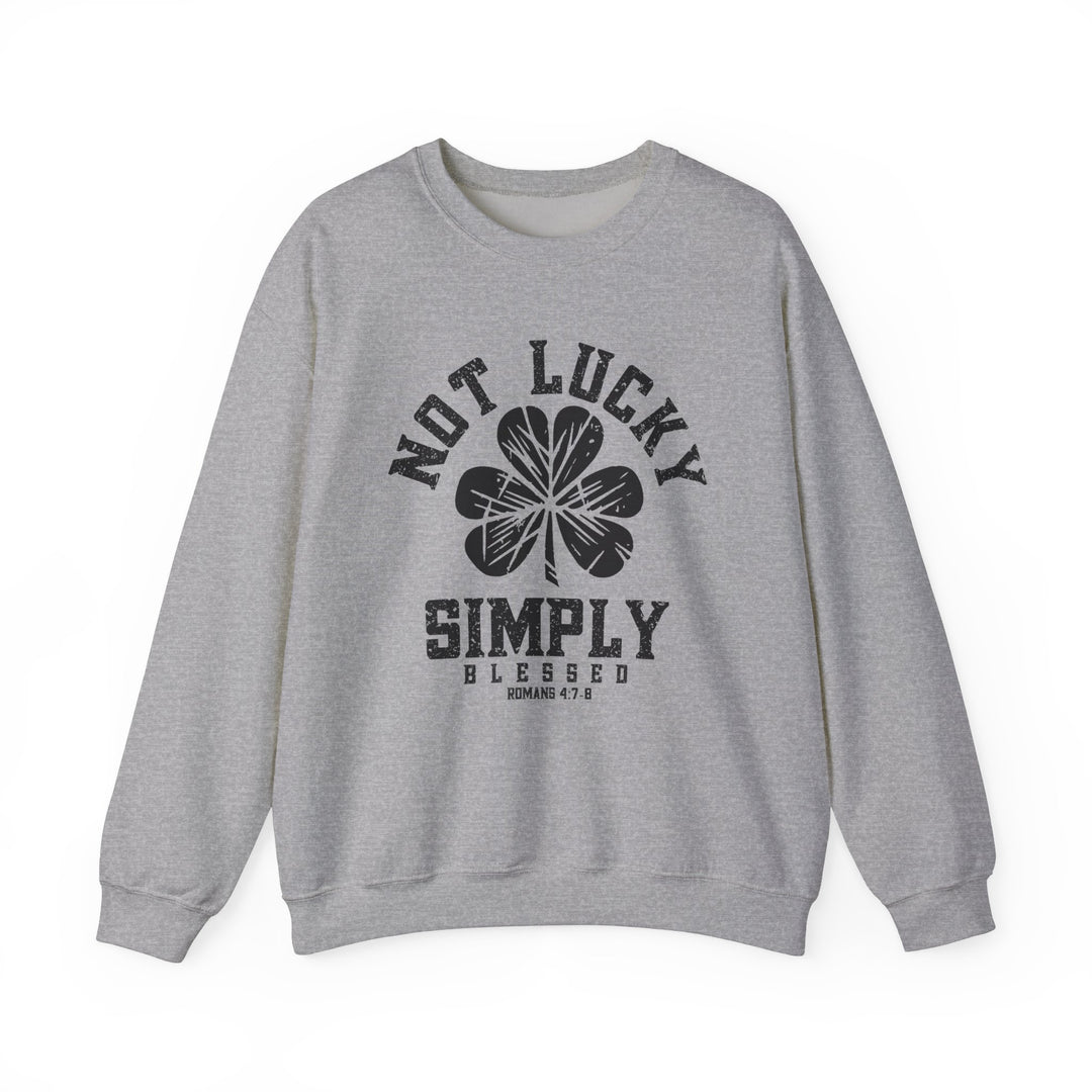 Not Lucky Crew sweatshirt featuring a four-leaf clover design, made from a polyester-cotton blend for comfort and durability. Ideal for casual wear.