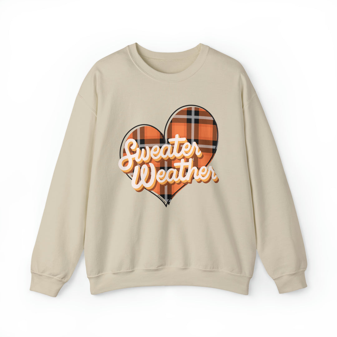 A cozy unisex heavy blend crewneck sweatshirt, the Sweater Weather Crew offers comfort with a ribbed knit collar and no itchy side seams. Made of 50% cotton and 50% polyester, featuring a loose fit and sewn-in label.