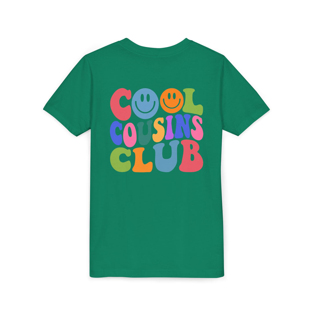 Cool Cousins Club Youth Tee featuring a modern crew neckline and lightweight, soft fabric, ideal for showcasing custom artwork. Perfect for comfortable, all-day wear.