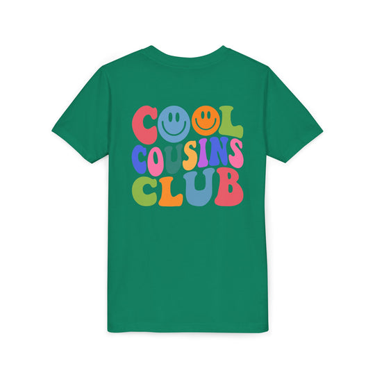 Cool Cousins Club Youth Tee featuring a modern crew neckline and lightweight, soft fabric, ideal for showcasing custom artwork. Perfect for comfortable, all-day wear.