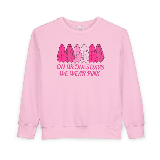 On Wednesday's We Wear Pink Ghost Toddler Crew