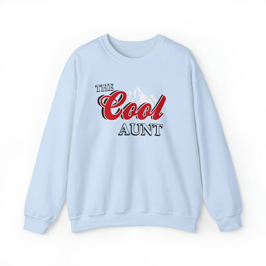 A heavy blend crewneck sweatshirt, The Cool Aunt Crew, in blue with logo detail. Unisex, 50% cotton, 50% polyester, loose fit, ribbed knit collar, no itchy side seams. Sizes S-5XL. Ideal comfort from Worlds Worst Tees.