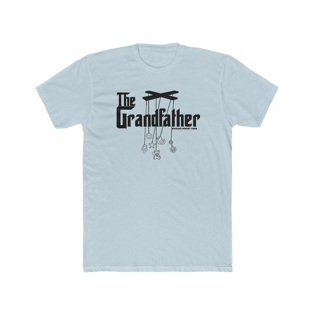 A relaxed fit Grandfather Tee in white, featuring black text. Made of 100% ring-spun cotton, with double-needle stitching for durability and a seamless design for comfort. From Worlds Worst Tees.