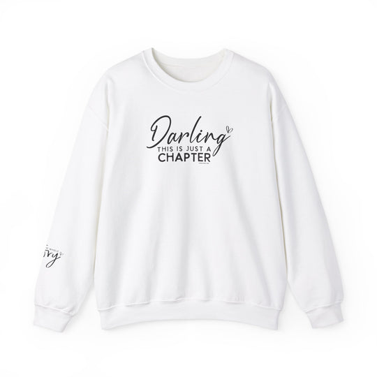 Unisex heavy blend crewneck sweatshirt, This Is Just a Chapter Crew. Comfortable medium-heavy fabric, ribbed knit collar, durable double-needle stitching, tear-away label, ethically grown US cotton. Ideal for colder months.