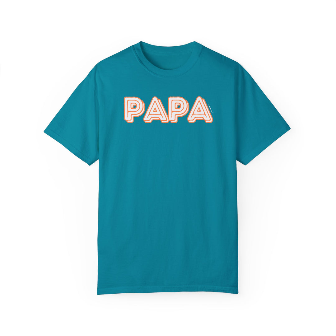Papa Tee: Garment-dyed ring-spun cotton t-shirt with a relaxed fit, double-needle stitching, and seamless design for durability and comfort. From Worlds Worst Tees.