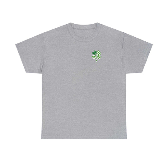 Unisex USA Clover Tee, a staple for casual fashion. No side seams, durable shoulders, and ribbed knit collar. 100% cotton, medium weight fabric, classic fit. Sizes S-5XL.