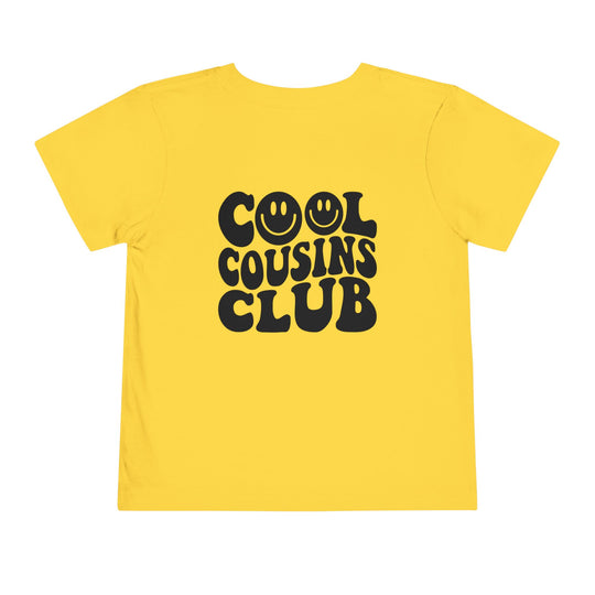 Cool Cousins Club Toddler Tee in soft cotton, featuring a comfortable short sleeve design with tear-away label, ideal for everyday wear.