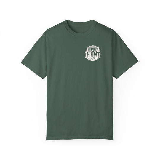 Turkey Hunting Tee: Garment-dyed t-shirt in ring-spun cotton, offering a cozy feel with a relaxed fit. Durable double-needle stitching and seamless design for lasting comfort.