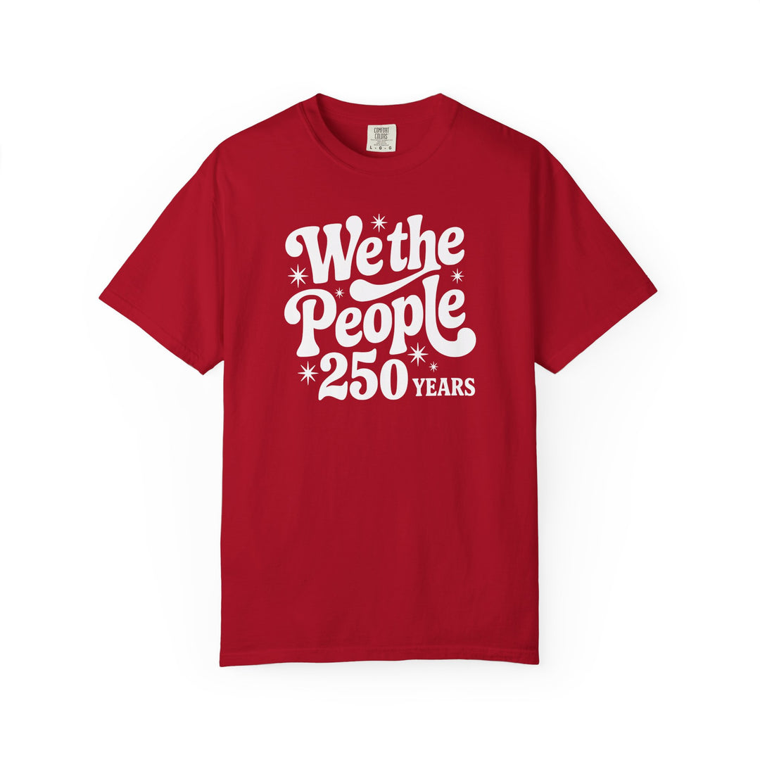 We the People Tee by Comfort Colors features a retro graphic, offering a relaxed fit and durable design with garment-dyed, soft-washed cotton fabric.