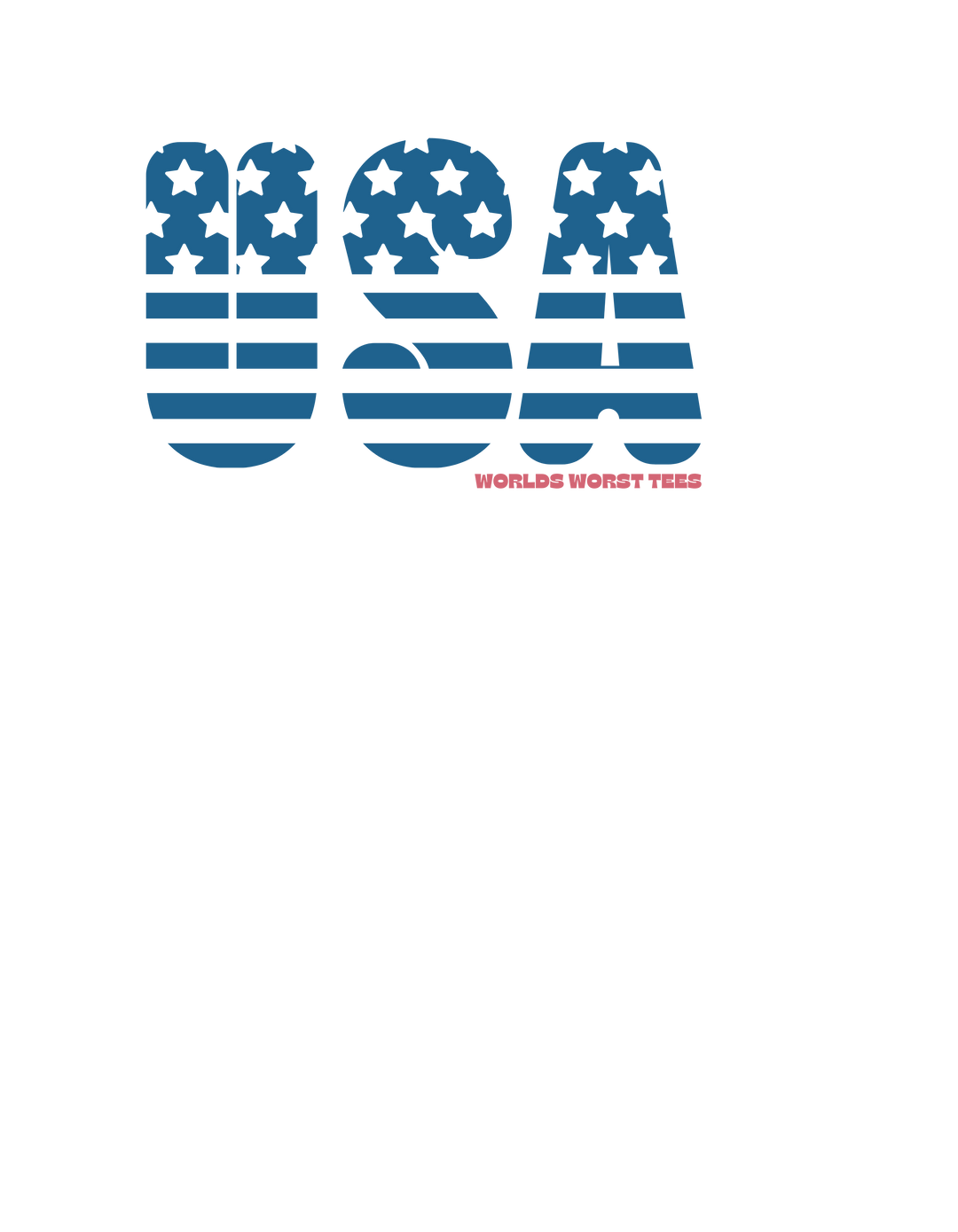 Unisex USA USA USA Tee, a classic staple tee in blue and white with stars. No side seams, durable tape on shoulders, ribbed knit collar. 100% cotton, medium weight fabric, true to size.