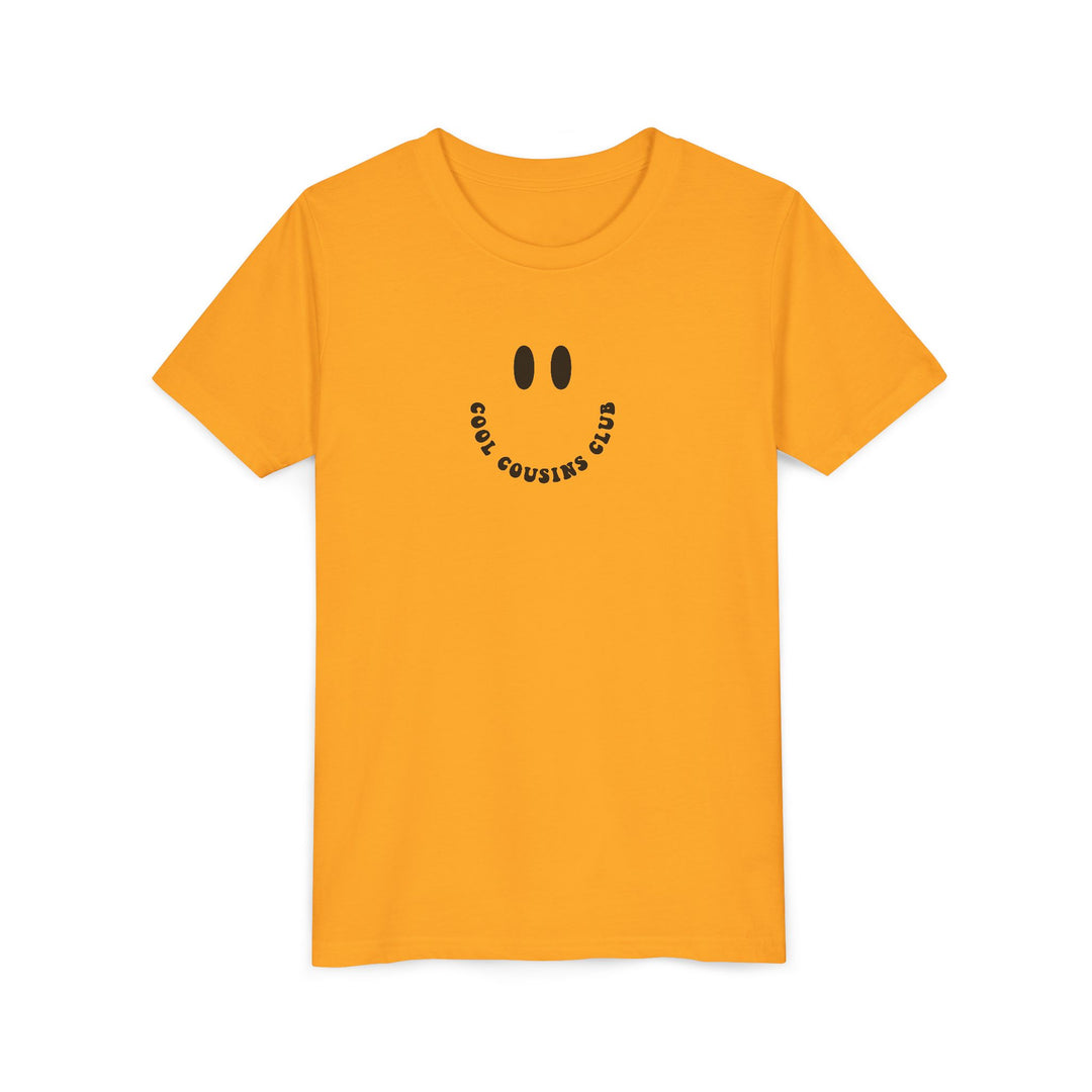 Cool Cousins Club Youth Tee with short sleeves, crew neckline, and side seams for shape. Made of lightweight, soft ring-spun cotton for comfort and displaying custom designs.