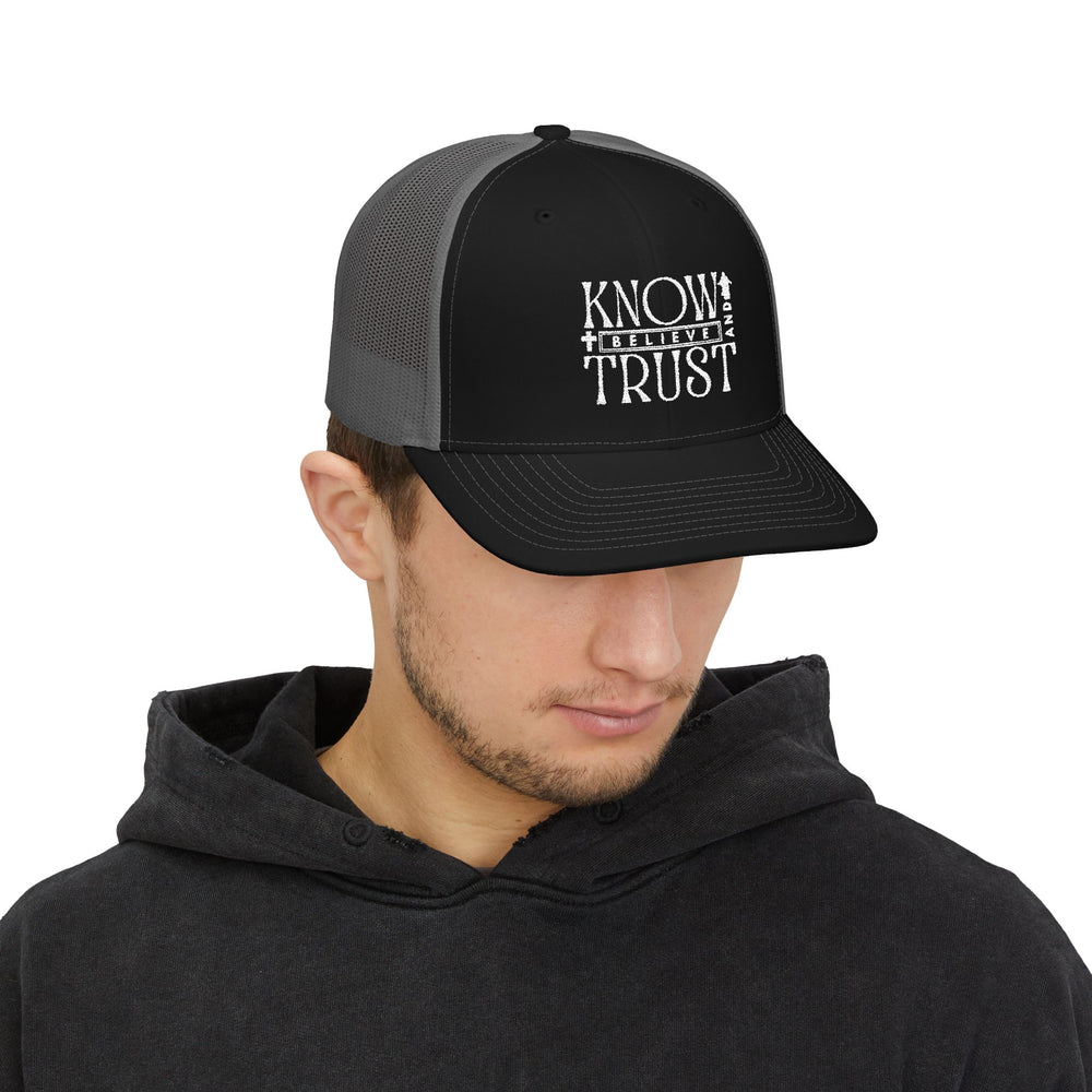 Snapback Trucker Cap with embroidery, featuring a classic 6-panel design and pre-curved visor, offering style and comfort with an adjustable snap closure.