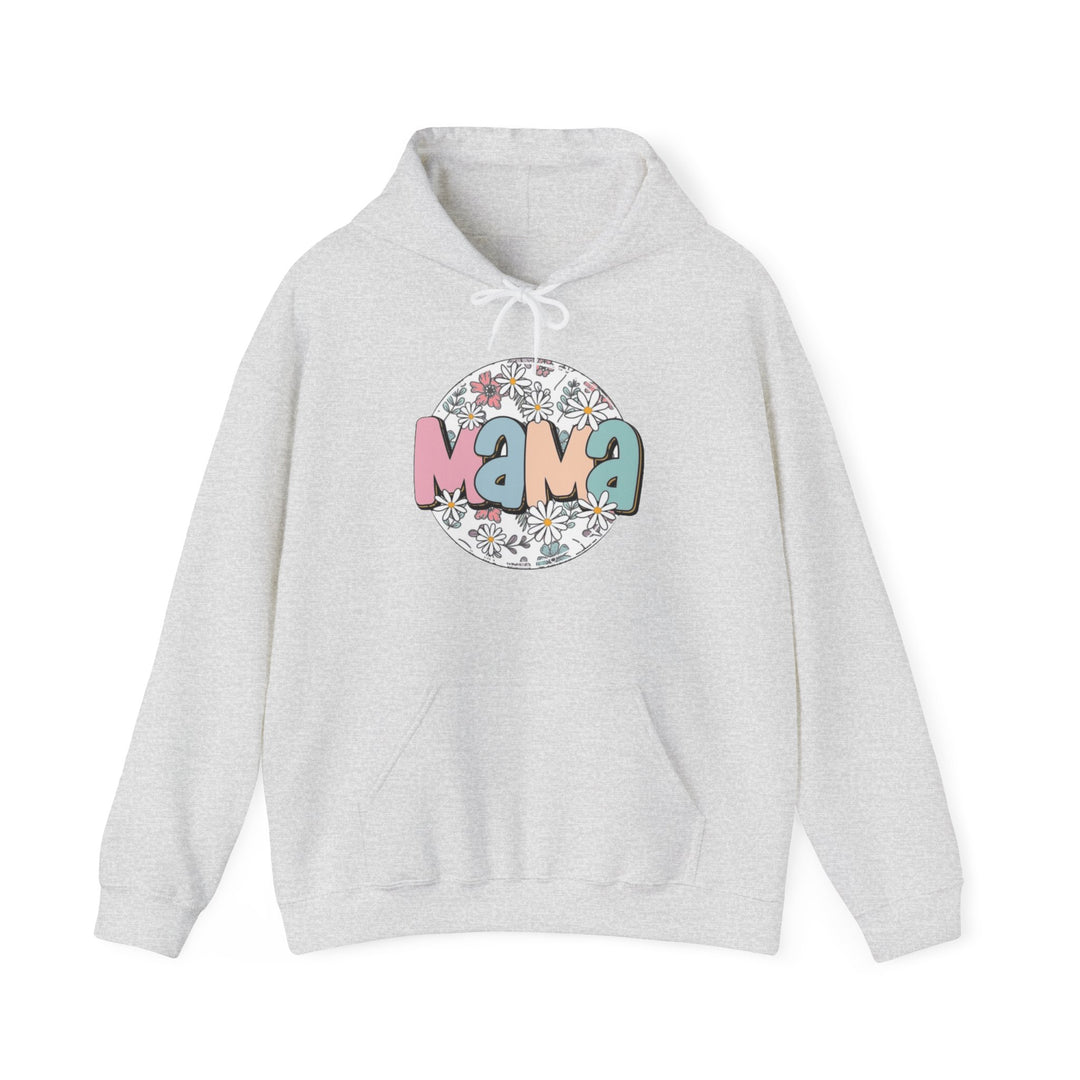 A white unisex heavy blend hooded sweatshirt featuring a logo, ideal for chilly days. Made of 50% cotton and 50% polyester, with a kangaroo pocket and matching drawstring. From Worlds Worst Tees, known for unique graphic t-shirts.