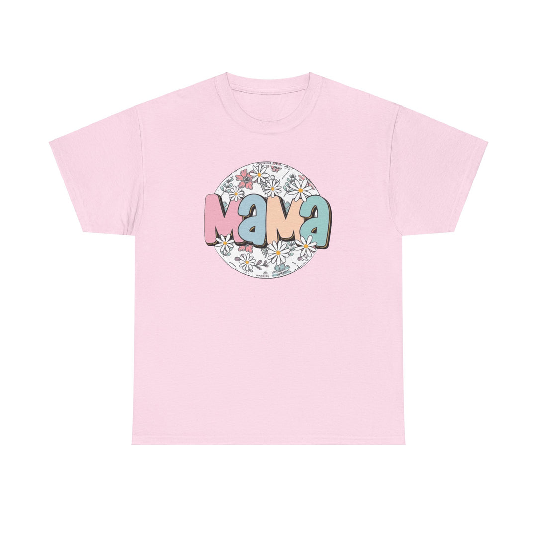 Unisex heavy cotton tee, Sassy Mama Flower Tee, featuring logo. Seamless, durable, ribbed knit collar. 100% cotton, medium weight, classic fit. Sizes S-5XL. Crafted for casual style.