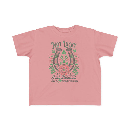 Blessed Toddler's Tee featuring a horseshoe graphic, designed for sensitive skin with soft, durable cotton, perfect for toddlers' first adventures.