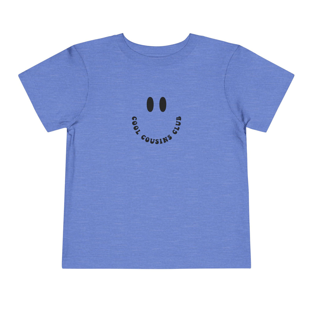 Toddler wearing the Cool Cousins Club Toddler Tee, a comfortable short sleeve made from 100% Airlume cotton, perfect for daily wear.
