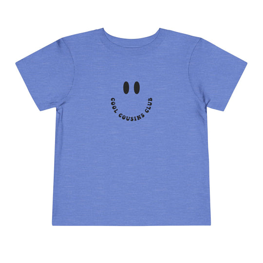 Toddler wearing the Cool Cousins Club Toddler Tee, a comfortable short sleeve made from 100% Airlume cotton, perfect for daily wear.