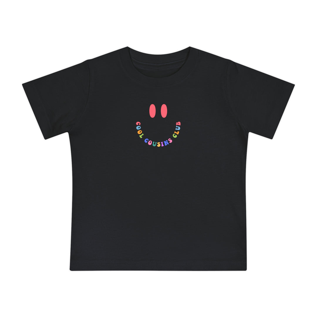 Cool Cousins Club Baby Tee for infants, showcasing a soft, durable crew neck design made from airlume combed cotton, perfect for stylish first steps.