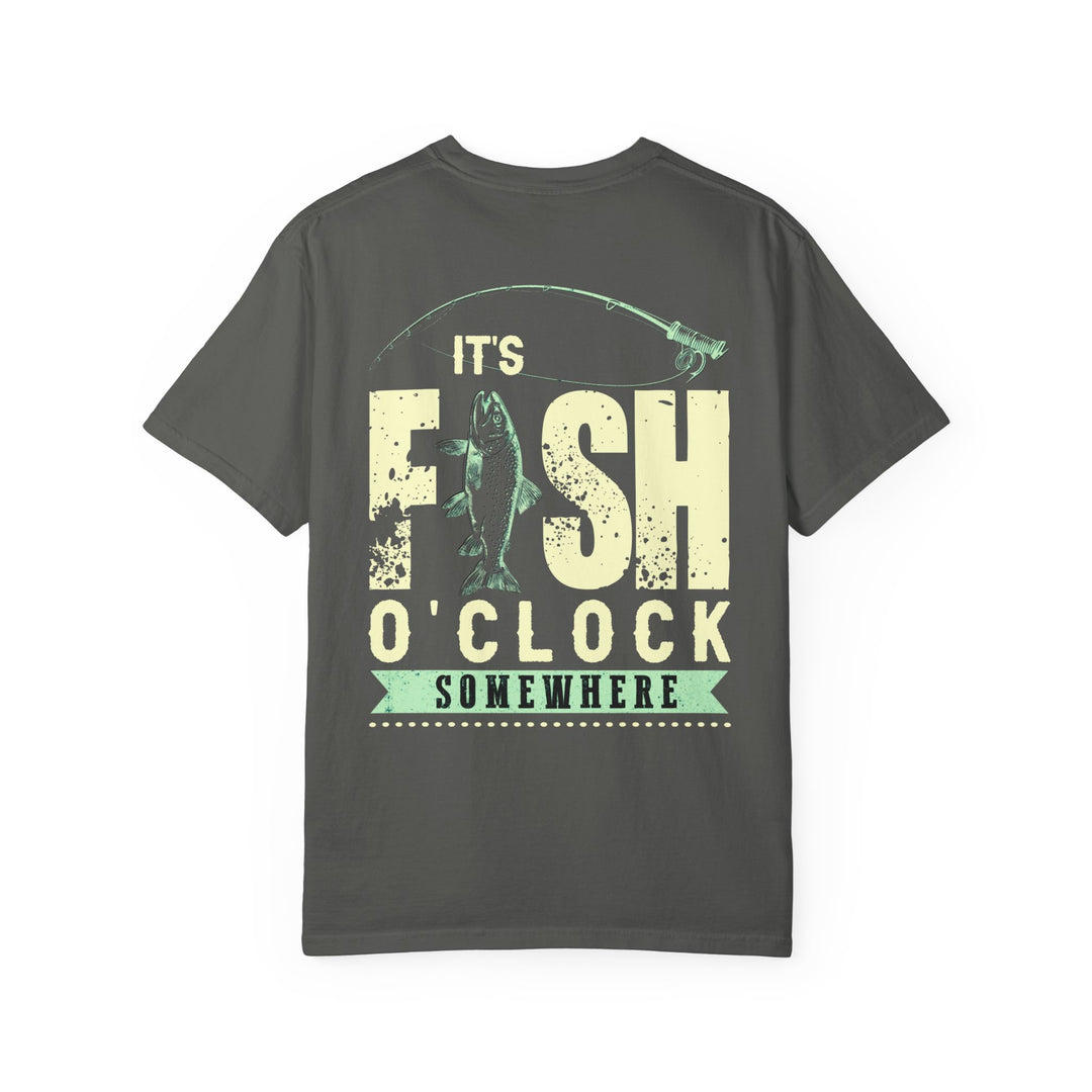 It's Fish O'clock Somewhere Tee: A soft, relaxed-fit t-shirt made from 100% ring-spun cotton, featuring durable double-needle stitching and a classic crew neckline.