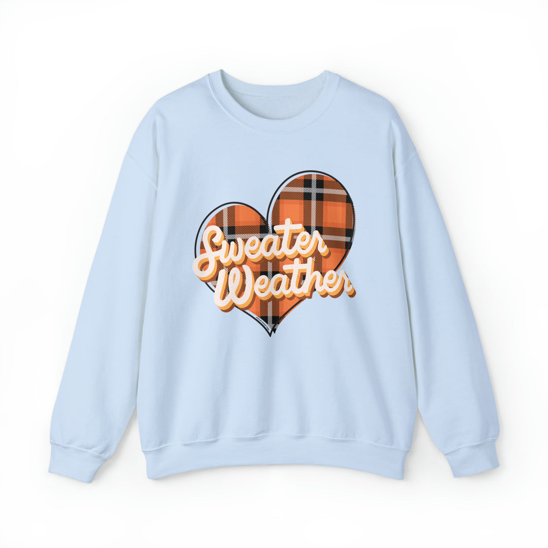 A cozy unisex heavy blend crewneck sweatshirt, the Sweater Weather Crew offers comfort and style. Featuring a ribbed knit collar and a loose fit, perfect for any occasion. Made of 50% cotton and 50% polyester.