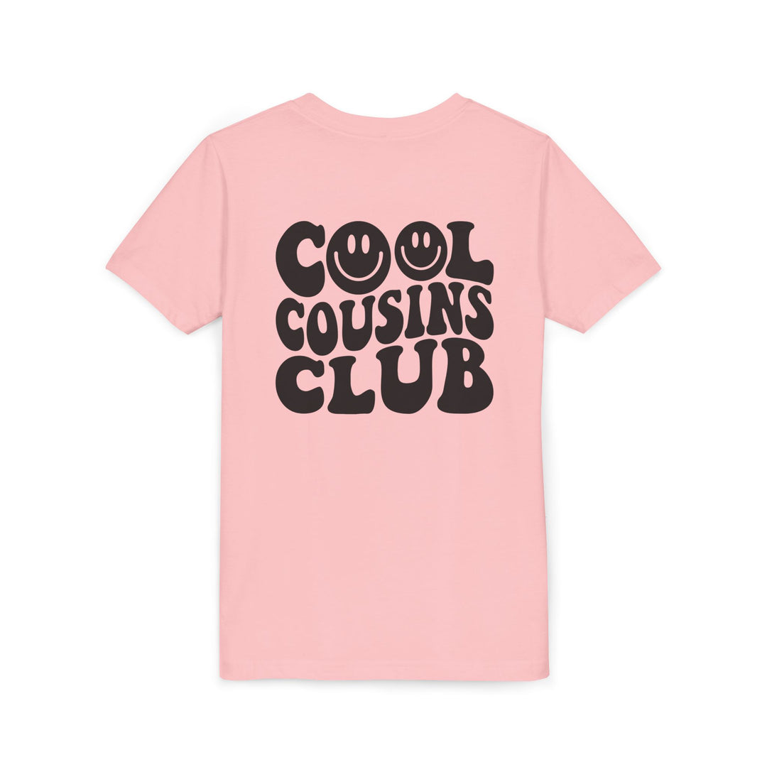Cool Cousins Club Youth Tee, a lightweight, short-sleeve shirt designed for kids, featuring a comfortable fit and soft, ring-spun cotton ideal for custom artwork.