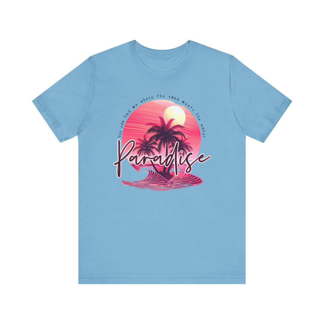 Paradise Tee, a classic unisex short sleeve shirt, features a soft cotton fabric with ribbed knit collars and tapered shoulders for lasting shape and comfort.