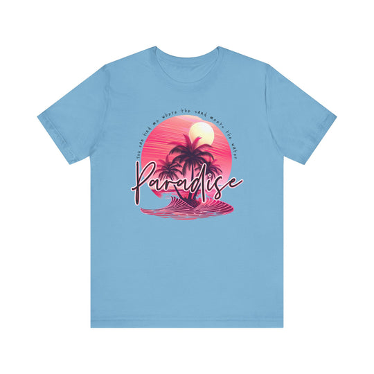 Paradise Tee, a classic unisex short sleeve shirt, features a soft cotton fabric with ribbed knit collars and tapered shoulders for lasting shape and comfort.