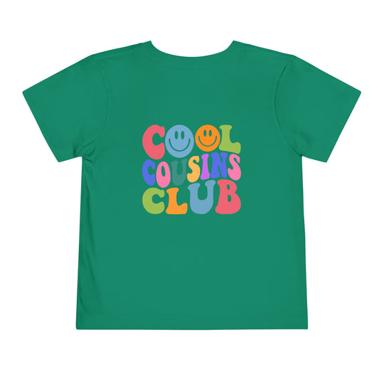 Cool Cousins Club Toddler Tee, a comfortable short sleeve shirt made from 100% Airlume combed and ring-spun cotton, perfect for everyday wear.
