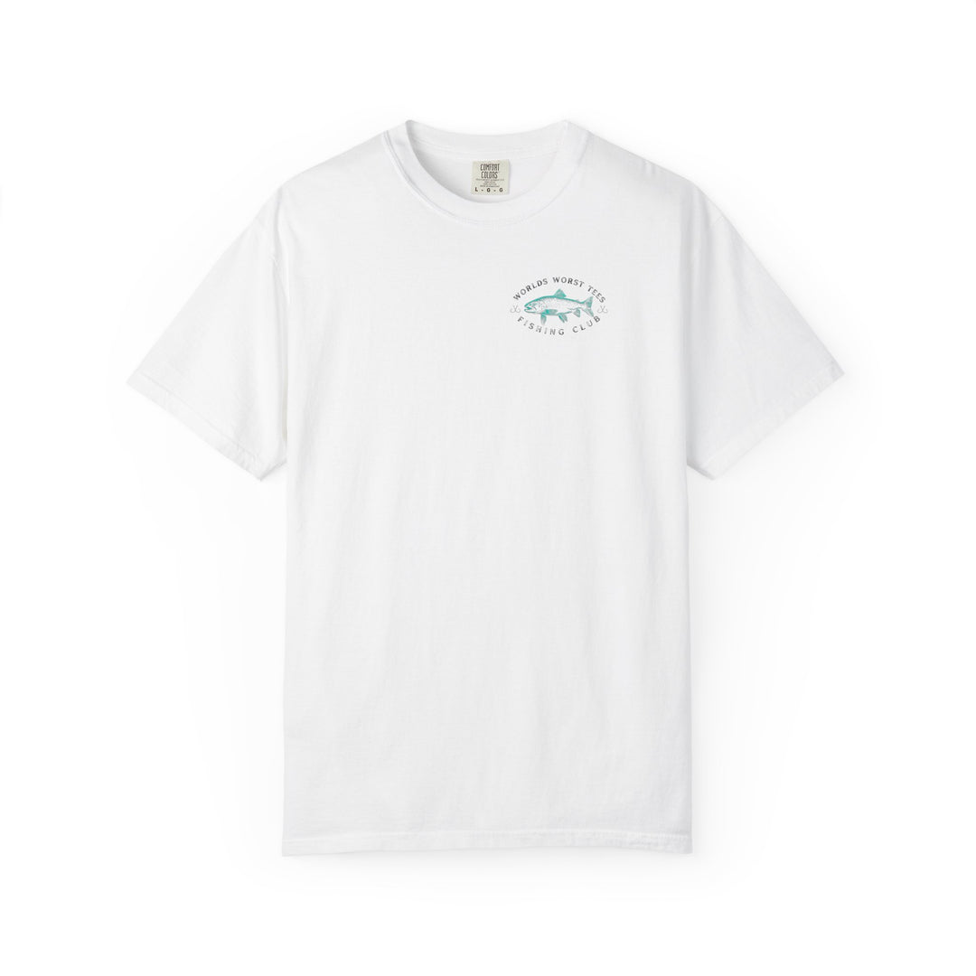 It's Fish O'clock Somewhere Tee by Comfort Colors, a soft, garment-dyed t-shirt with a relaxed fit and durable stitching, perfect for casual wear.