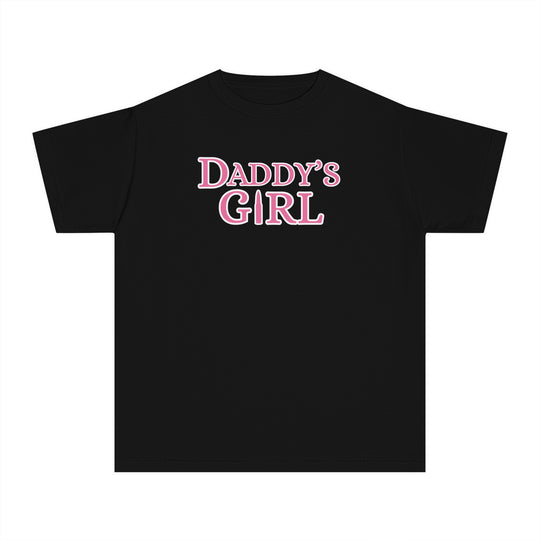Daddy's Girl Kids Tee featuring pink text on a black shirt, designed for comfort and agility with 100% combed ringspun cotton, ideal for active kids.