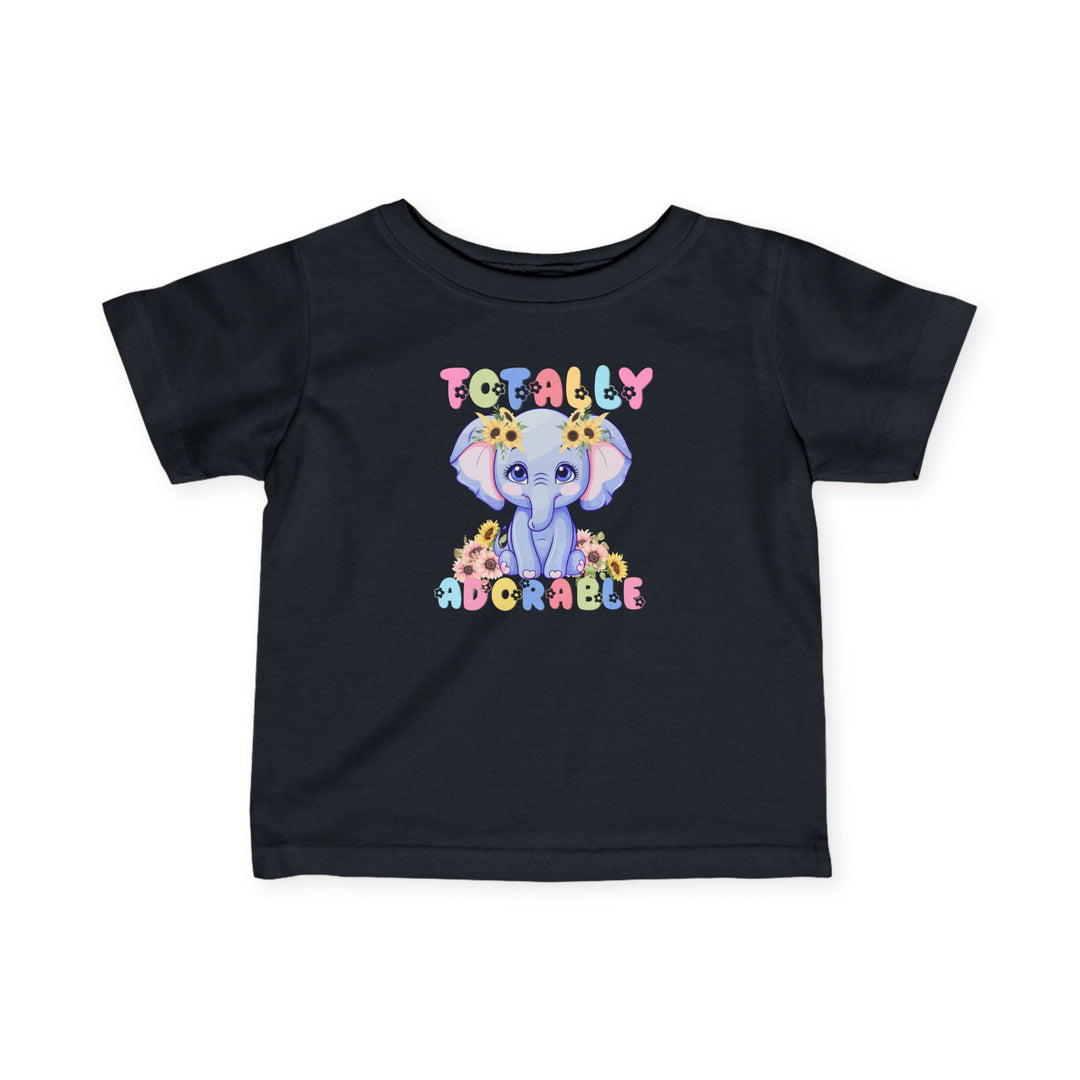 Totally Adorable Baby Tee with durable ribbed knitting and taped shoulders, designed for comfort and shape-retention, ideal for infants and toddlers.