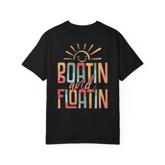Boatin and Floatin Tee, a relaxed fit, garment-dyed t-shirt made of 100% ring-spun cotton with durable stitching, perfect for everyday wear.