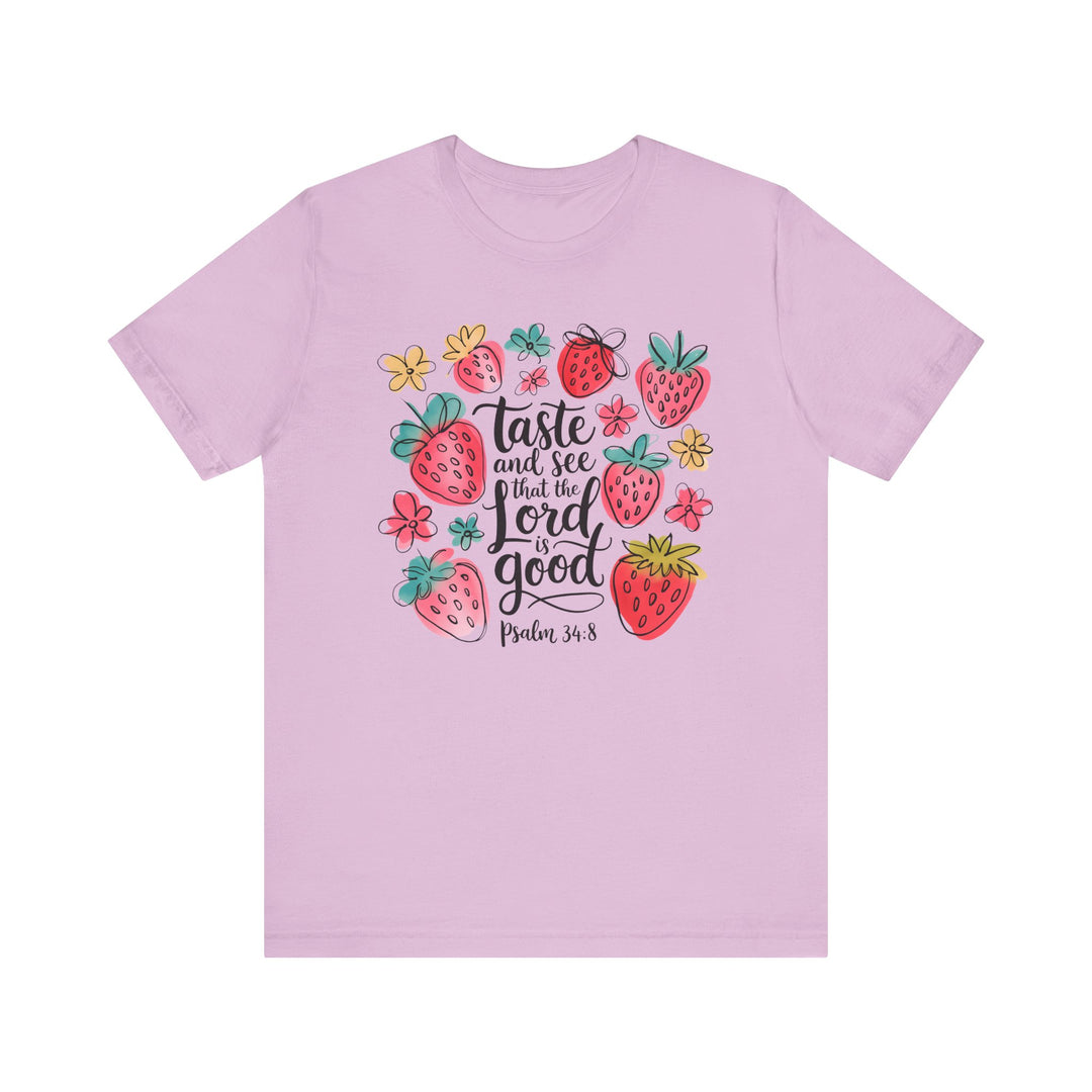 Taste and See that the LORD is Good Tee, a classic unisex jersey, featuring ribbed knit collars and tapered shoulders for a comfortable, stylish fit.