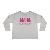 Toddler long-sleeve tee with pink and white ghost design. Made of durable 100% combed ringspun cotton. Features ribbed collar and EasyTear™ label for sensitive skin. From 'Worlds Worst Tees'.