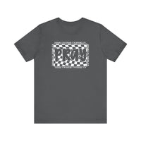 Grey Pray Tee featuring a black and white design, classic fit with ribbed collar, soft cotton fabric, and durable construction for lasting wear.