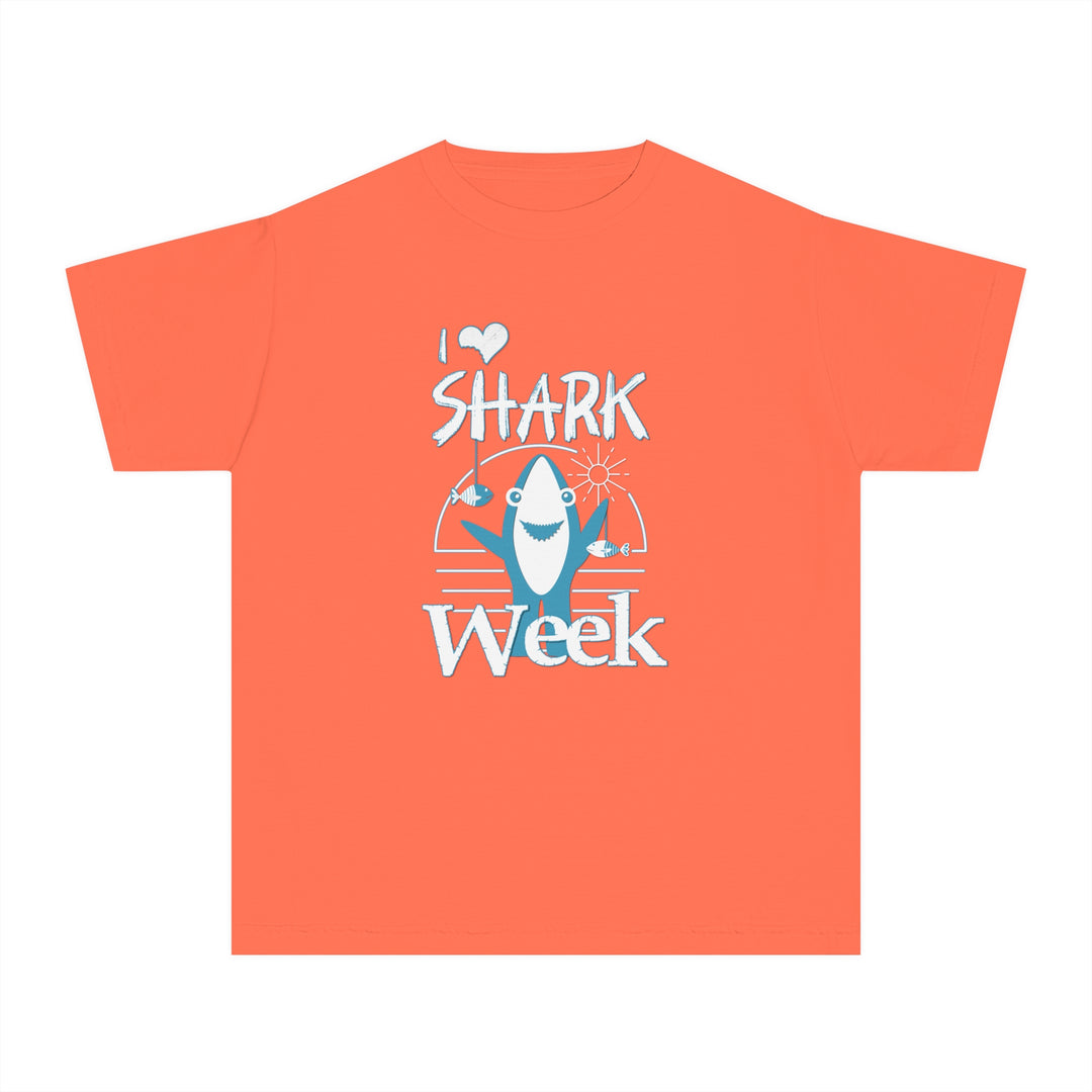 I Love Shark Week Kids Tee featuring a classic fit, crafted from soft-washed, garment-dyed combed ring-spun cotton, perfect for active kids.