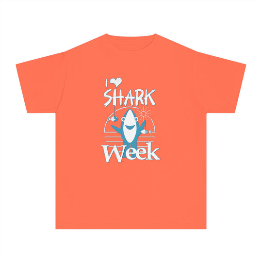 I Love Shark Week Kids Tee featuring a classic fit, crafted from soft-washed, garment-dyed combed ring-spun cotton, perfect for active kids.