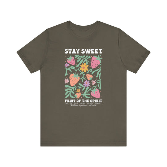 Fruit of the Spirit Tee, a classic unisex jersey short sleeve, featuring soft cotton, ribbed knit collars, and a crew neckline for casual and semi-formal wear.