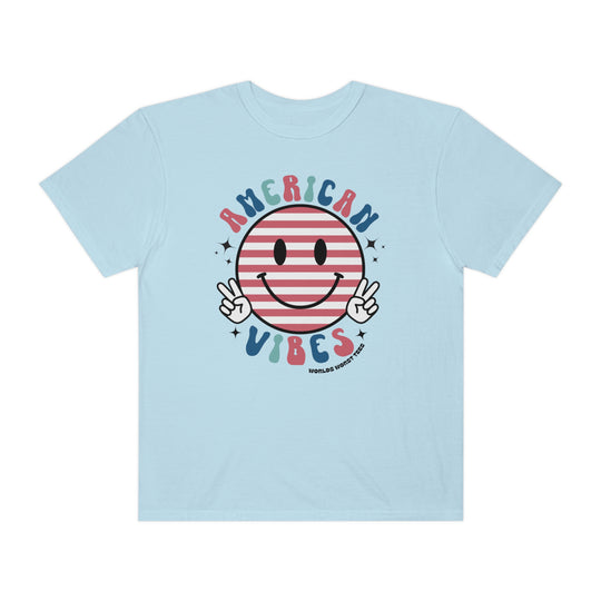 A relaxed fit American Vibes Tee, crafted from 100% ring-spun cotton with double-needle stitching for durability. Garment-dyed for extra coziness, this tee features a tubular shape without side-seams.