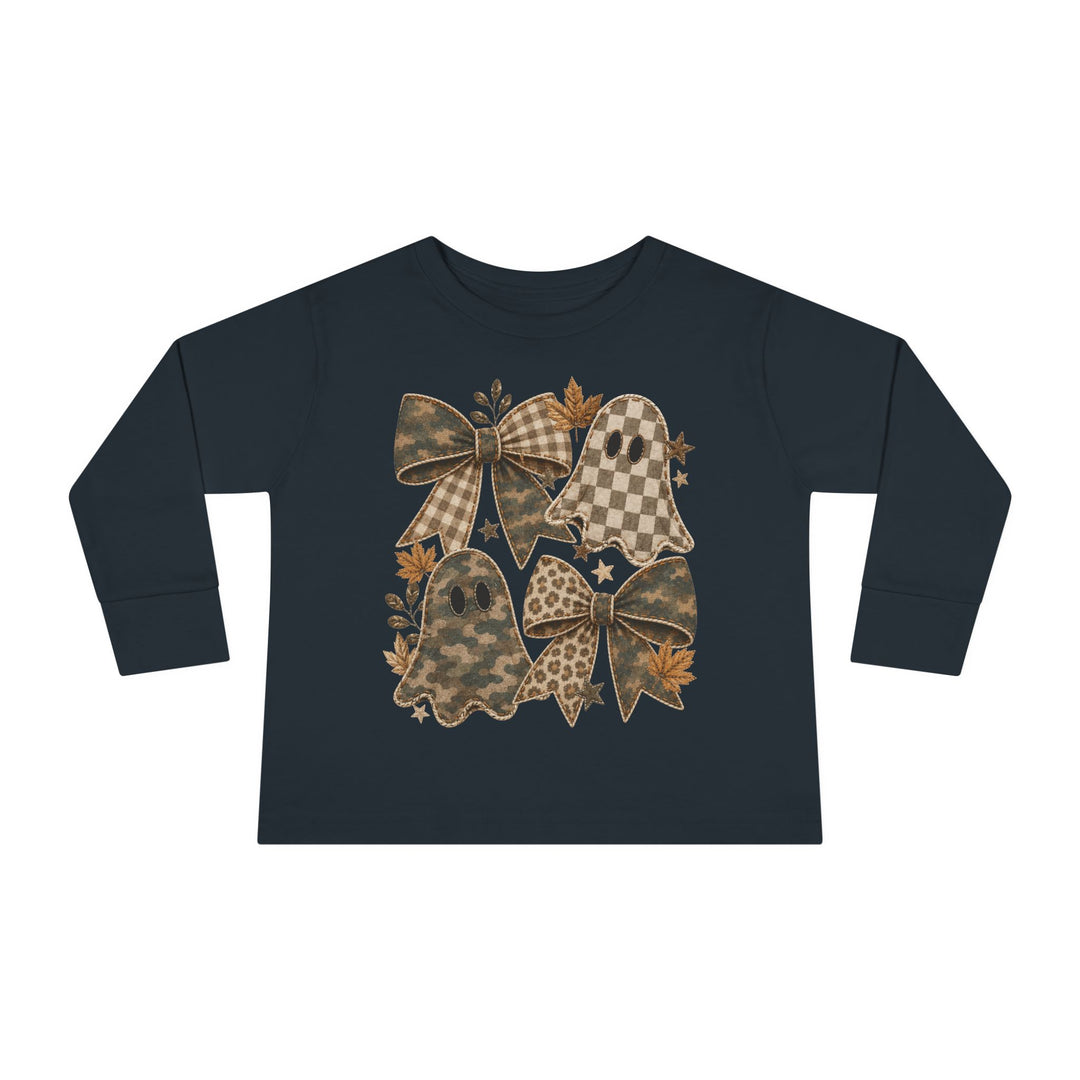 Ghost Camo and Bow Crew Toddler Long Sleeve Tee