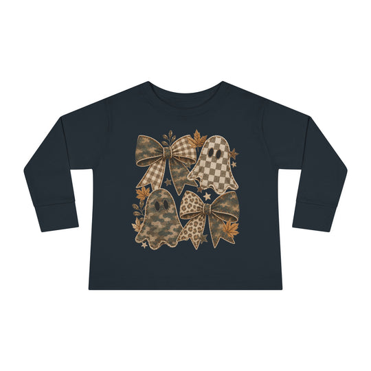 Ghost Camo and Bow Crew Toddler Long Sleeve Tee
