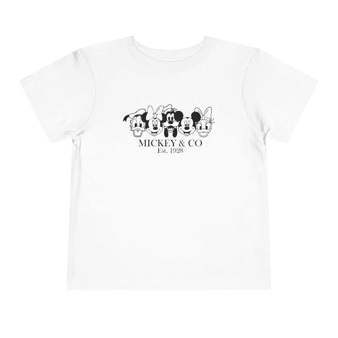Mickey & CO Toddler Tee featuring a soft, lightweight Bella Canvas design with a tear-away label, perfect for everyday comfort.