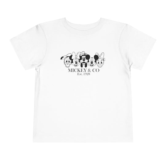 Mickey & CO Toddler Tee featuring a soft, lightweight Bella Canvas design with a tear-away label, perfect for everyday comfort.