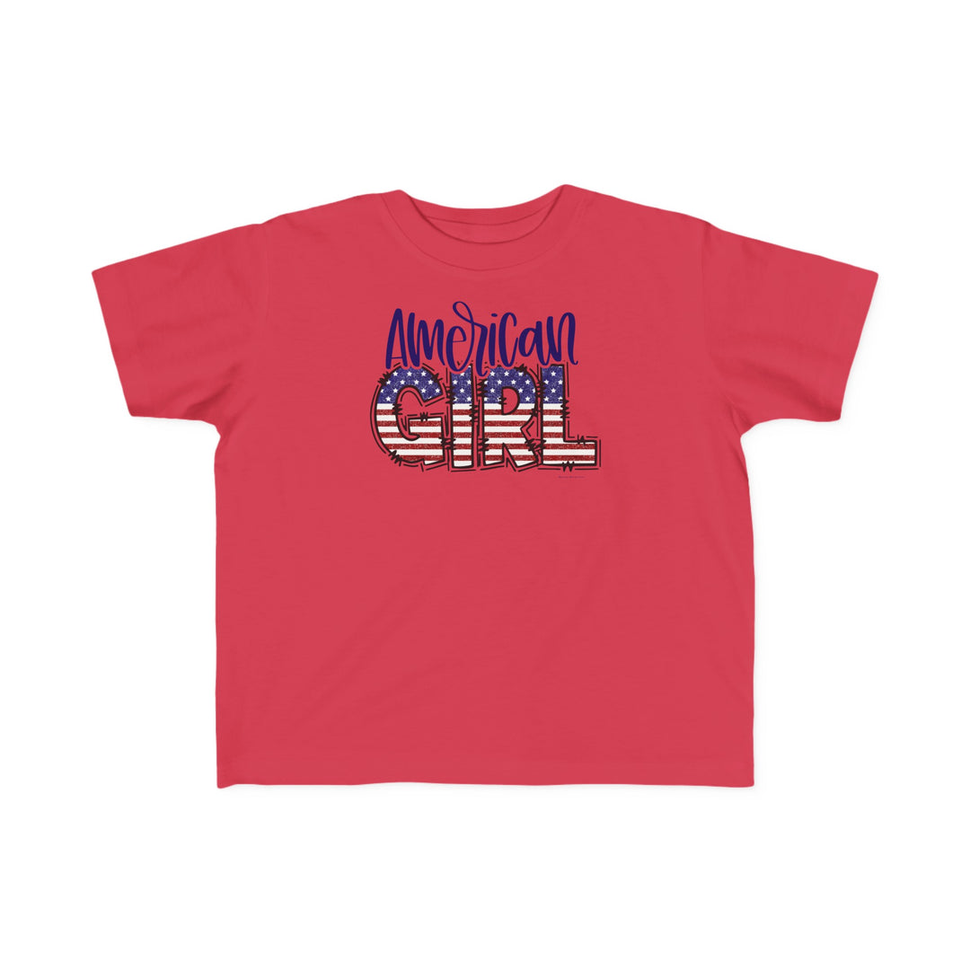 American Girl Toddler Tee with softness for sensitive skin, durable print, 100% cotton, light fabric, tear-away label, classic fit, available in sizes 2T to 5-6T.