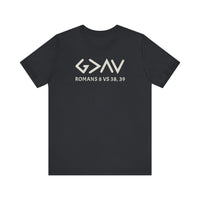God is Greater Tee: Black t-shirt featuring bold white text, crafted from soft cotton with a classic unisex fit and ribbed knit collars for shape retention.