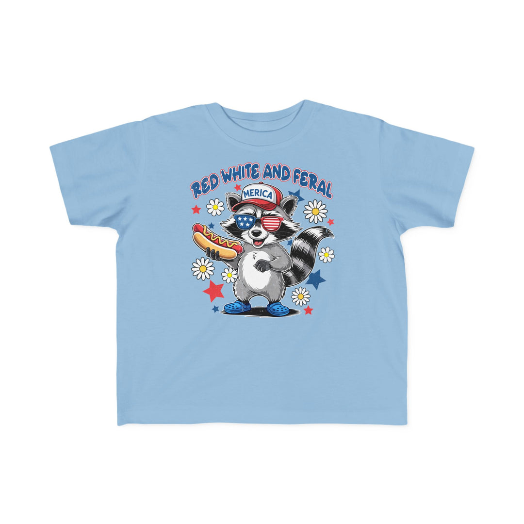 Red, White and Feral 4th Toddler Tee, soft cotton, durable print, classic fit; perfect for toddlers' sensitive skin.