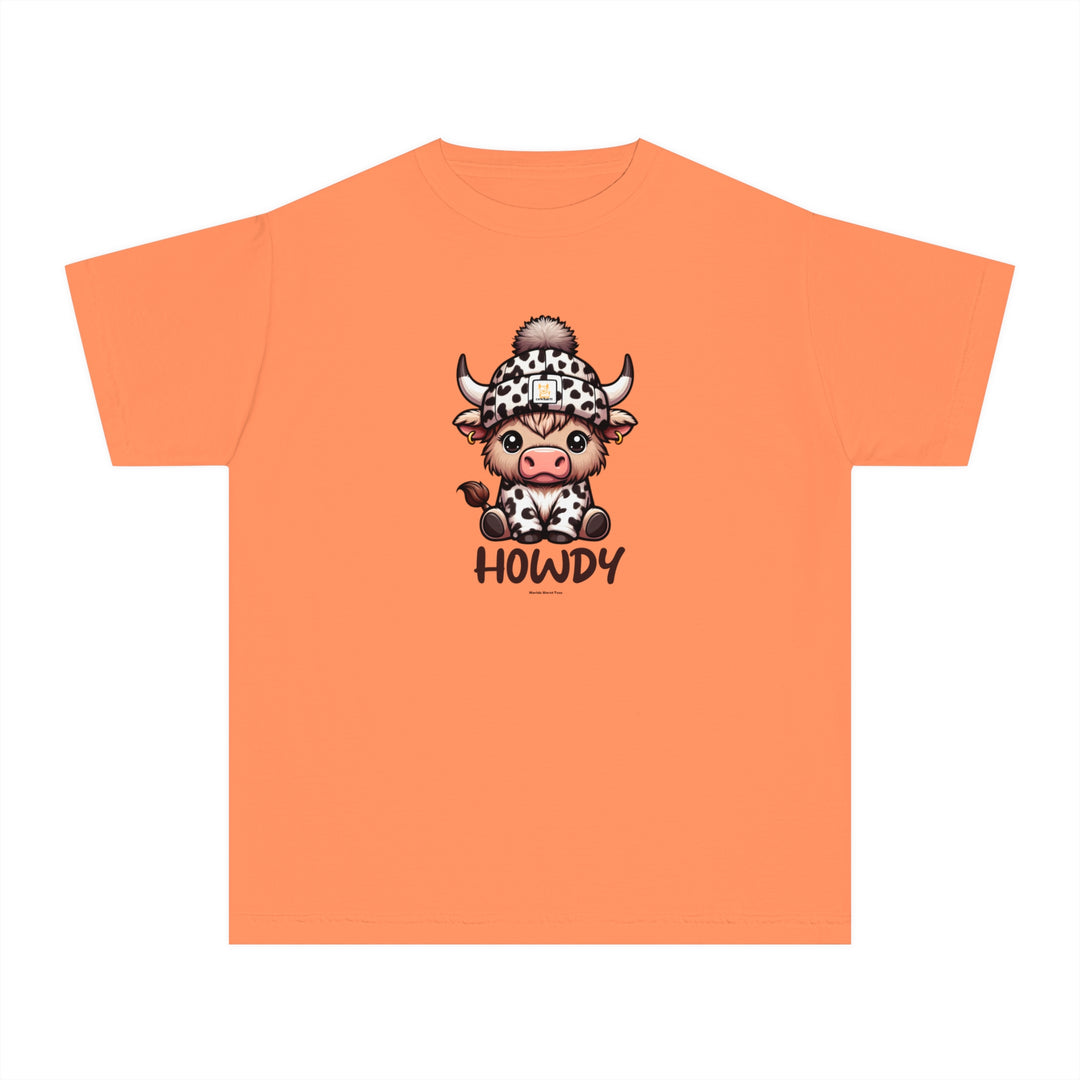 A kids' tee featuring a cartoon cow design, ideal for active days. Made of soft combed ring-spun cotton for comfort and agility. Classic fit, light fabric, perfect for playtime or study sessions.
