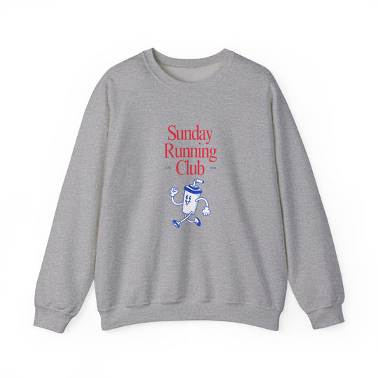 Unisex Sunday Running Club sweatshirt, featuring a ribbed crewneck and durable stitching, ideal for comfort and style in colder months.