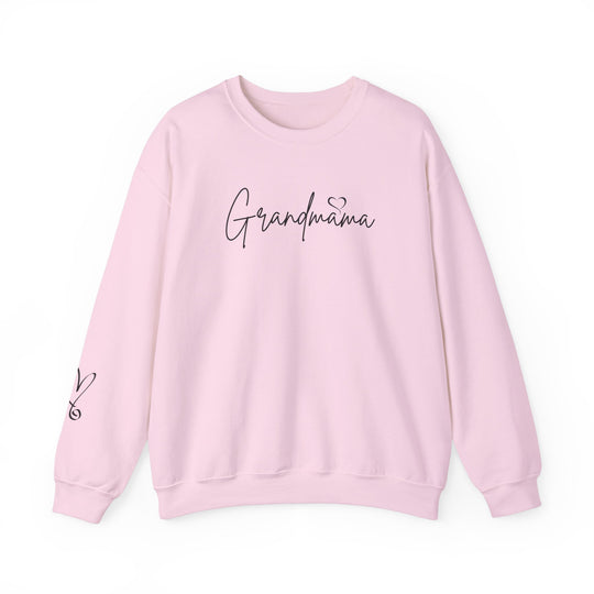 Grandmama Crew unisex heavy blend crewneck sweatshirt, 50% cotton, 50% polyester, ribbed knit collar, no itchy side seams, loose fit, medium-heavy fabric, runs true to size.